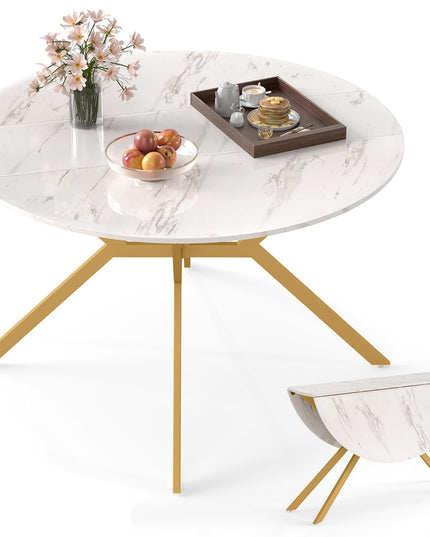 Table à manger pliante Giantex pour 4-6 personnes, ronde 47", avec abattants