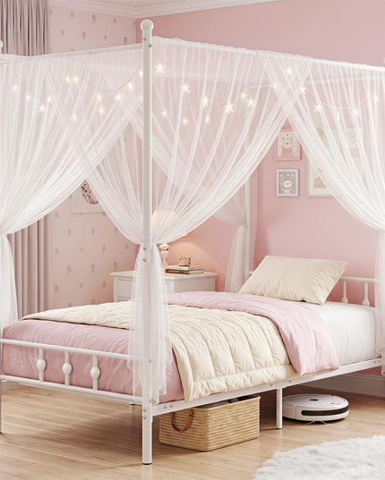 GIANTEX Metal Canopy Bed Frame Twin Size with Headboard and Footboard