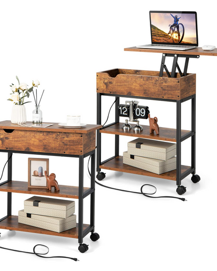 Giantex End Table with Charging Station - Lift Top Narrow Side Table