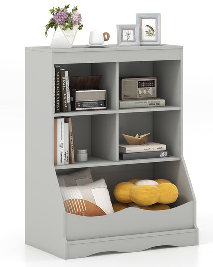 Giantex Storage Cabinet, Small Bookshelf, Short Bookcase with 4 Open Storage Cube & Bottom Compartment