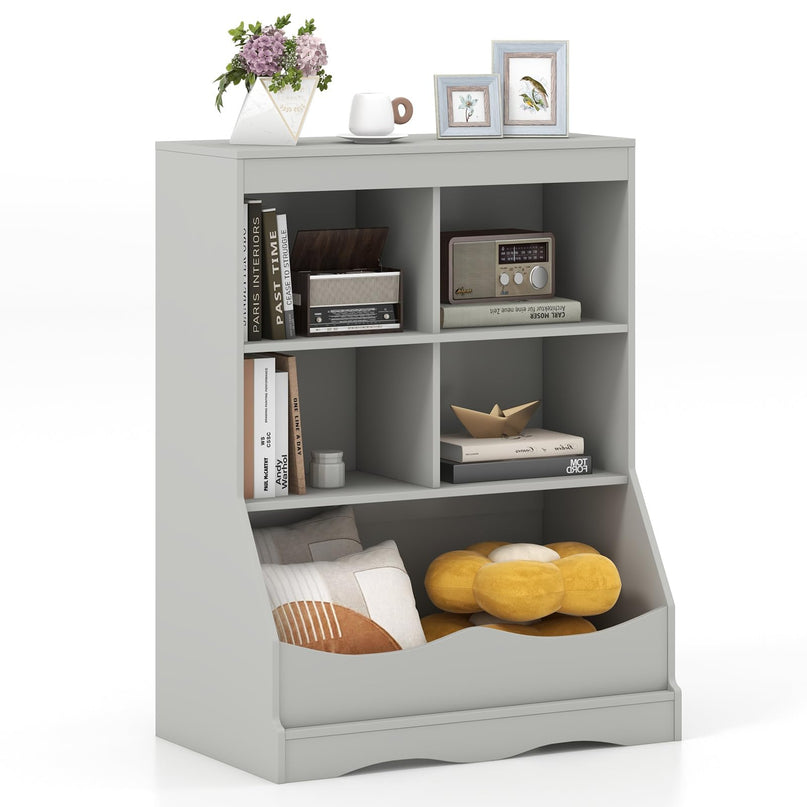 Giantex Storage Cabinet, Small Bookshelf, Short Bookcase with 4 Open Storage Cube & Bottom Compartment