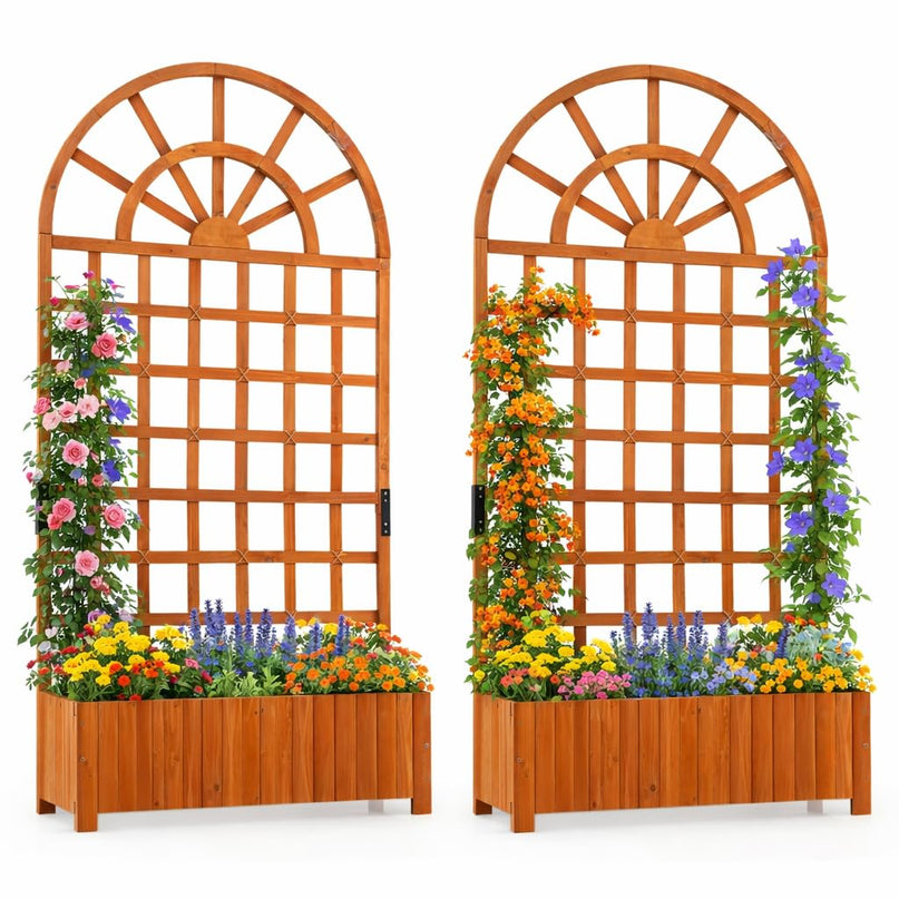 Jardinière surélevée d'extérieur en bois de sapin Giantex 71" avec treillis et trous de drainage