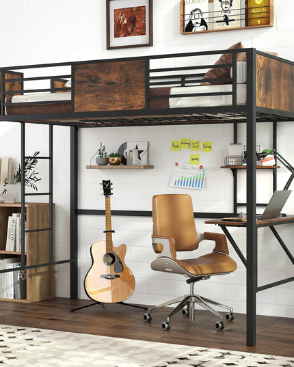 Giantex Twin Loft Bed with Desk - Heavy-Duty Metal Bed Frame