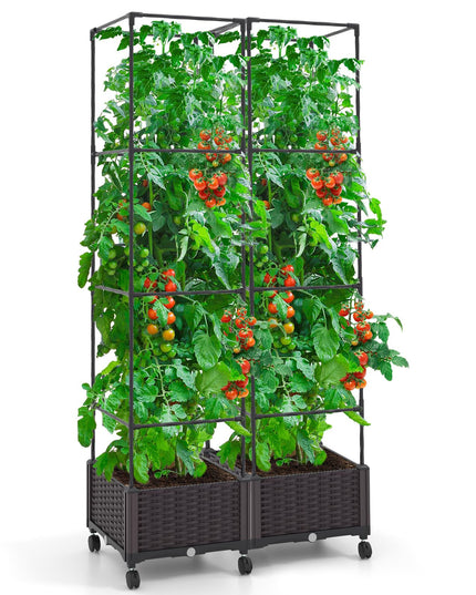 Giantex Raised Garden Bed with Tomato Cages, 67” Adjustable Height