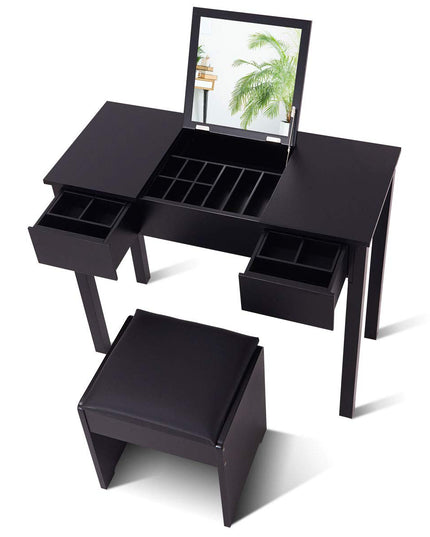 Giantex Makeup Dressing Table Writing Desk with 2 Drawers & 3 Removable Organizers