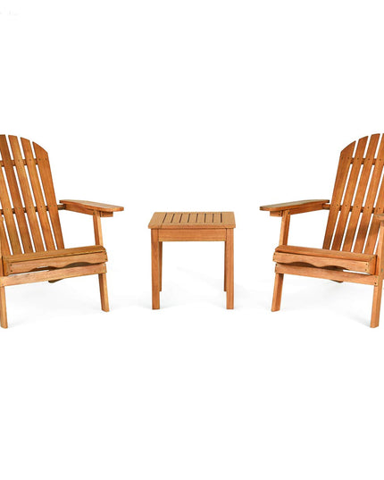 Giantex Adirondack Chair Set 3-Piece Foldable Wooden Chairs Set