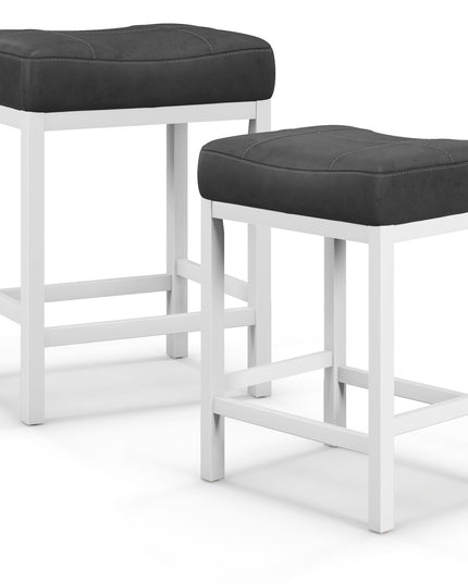 Giantex Counter Height Bar Stools Set of 2/4, 24.5" Backless Linen Fabric Bar Saddle Stools w/Solid Rubber Wood Frame & Footrest