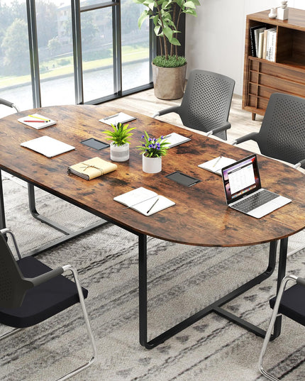 Giantex 95" Conference Table Large Oval Meeting Table for 10-12 People