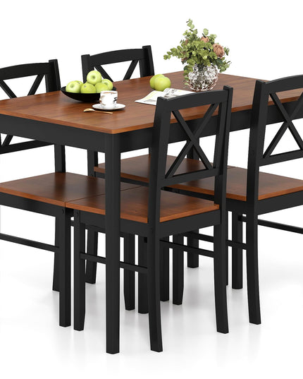 Giantex 5 Piece Dining Table Set for 4 with Rubber Wood Legs