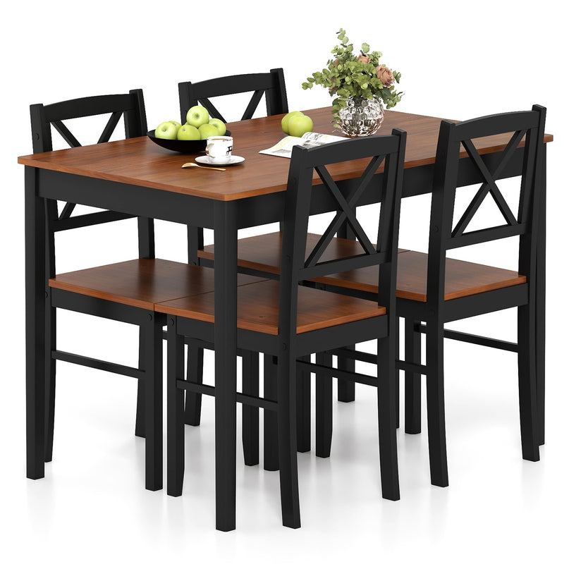 Giantex 5 Piece Dining Table Set for 4 with Rubber Wood Legs