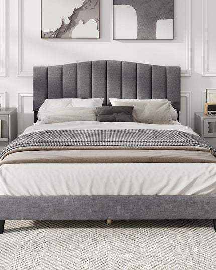 Giantex Queen Bed Frame with Adjustable Arch Tufted Headboard