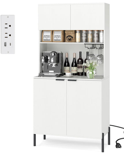 Giantex Meuble de cuisine garde-manger 64,5" avec station de charge