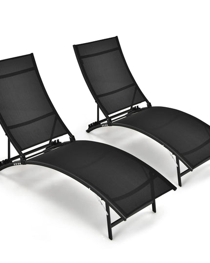 Giantex Outdoor Chaise Lounge Set of 2, Foldable Pool Lounge Chairs
