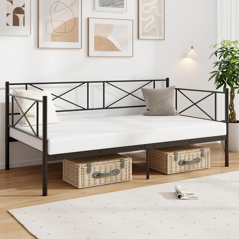 Giantex Twin Size Daybed Frame, Metal Sofa Bed w/Heavy Duty Steel Slats Support