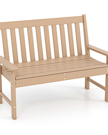 Giantex Outdoor Bench, 52-Inch Outside Bench All-Weather HDPE Park Bench with Backrest and Armrests