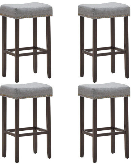 Giantex Backless Counter Height Stools with Brass Nail Head Studs