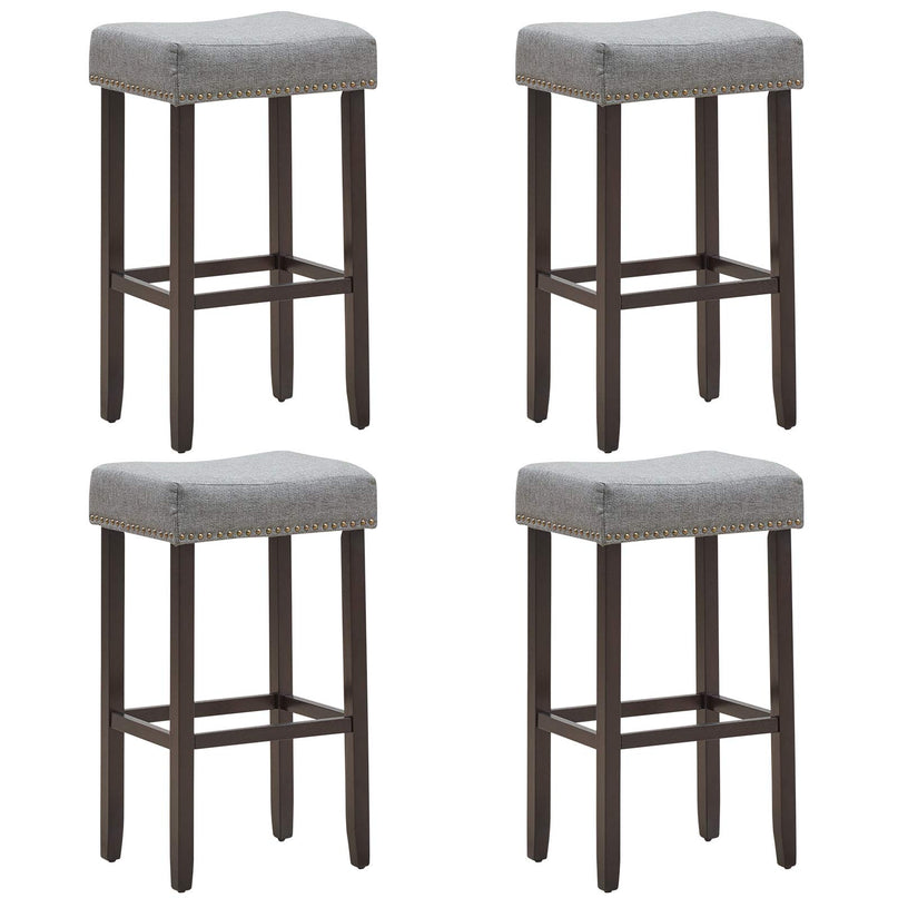 Giantex Backless Counter Height Stools with Brass Nail Head Studs
