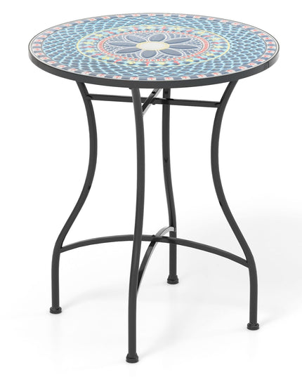 Giantex 24 Inch Patio Bistro Table, Mosaic Round Table w/Ceramic Tile Tabletop