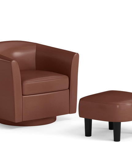 Giantex Swivel Accent Chair with Ottoman, Modern Barrel Club Chair w/Footrest