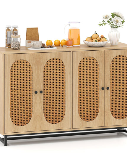 Giantex Large PE Rattan Storage Cabinet with 4 Doors and Adjustable Shelves