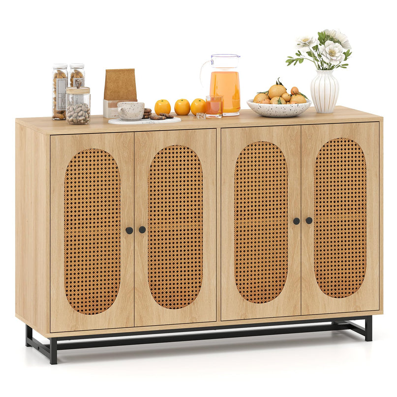 Giantex Large PE Rattan Storage Cabinet with 4 Doors and Adjustable Shelves