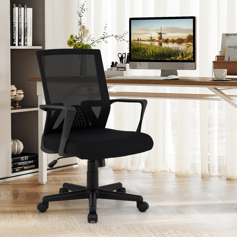 GIANTEX Ergonomic Office Chair | Mid-Back Swivel Desk Chair w/Lumbar Support