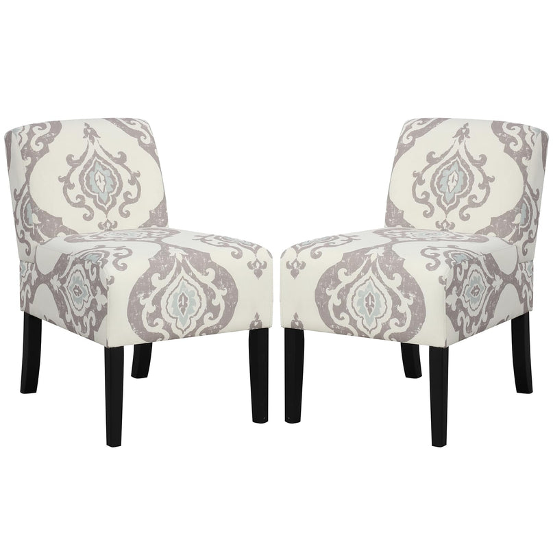 Giantex Armless Accent Chair Set of 1/2/4, Upholstered Living Room Chair with Rubber Wood Legs
