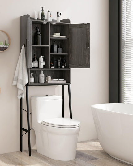 Giantex Over The Toilet Storage Cabinet, Industrial Bathroom Organizer w/Trapezoid Metal Frame