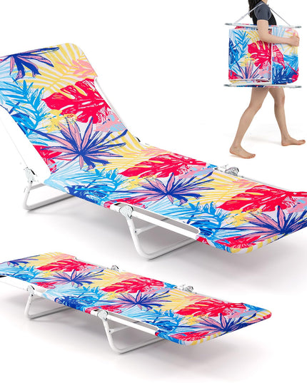 Chaise longue de patio Giantex colorée avec sangle de transport à 5 positions et cadre métallique