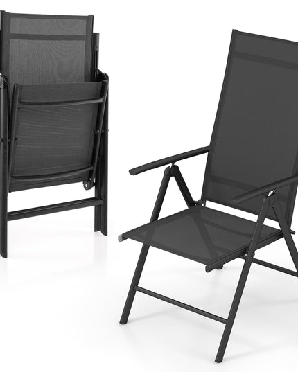 Giantex Folding Patio Chairs, High Back Outdoor Chairs with 7-Level Adjustable High Backrest