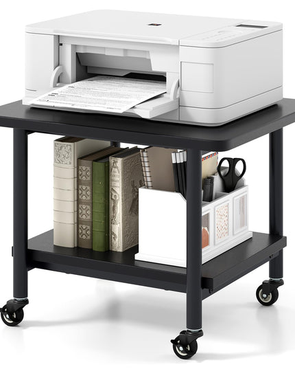 Giantex 2-Tier Under Desk Printer Stand with Storage Shelf & Lockable Wheels
