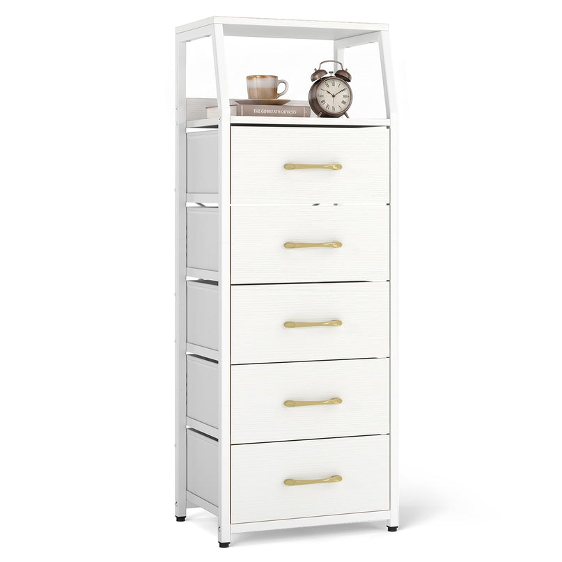 GIANTEX Tall Dresser with 4/5 Fabric Drawers & Metal Frame for Living Room (1/2)