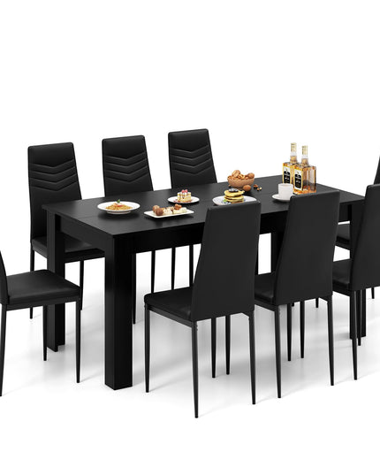 Giantex Dining Table Set for 4 or 8, Modern Rectangular Kitchen Table Set w/ PVC Leather Dining Chairs