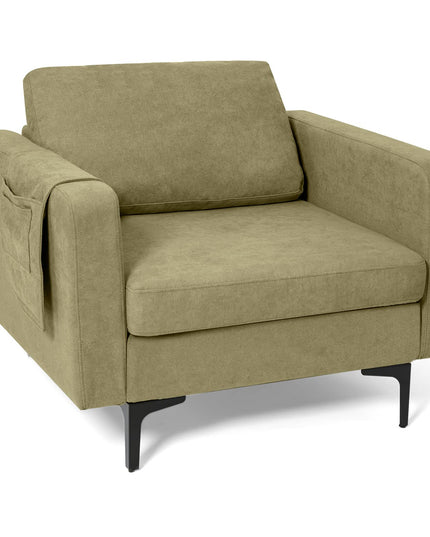 Giantex Modern Accent Chair w/Comfy Thick Cushion, Magazine Pockets