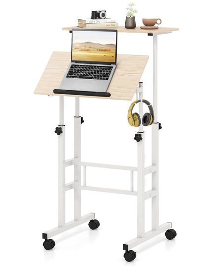 Giantex Mobile Stand up Desk, Height Adjustable, 24"D x 22"W x 49"H