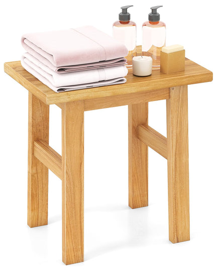 Giantex Solid Teak Shower Bench Stool for Bathroom