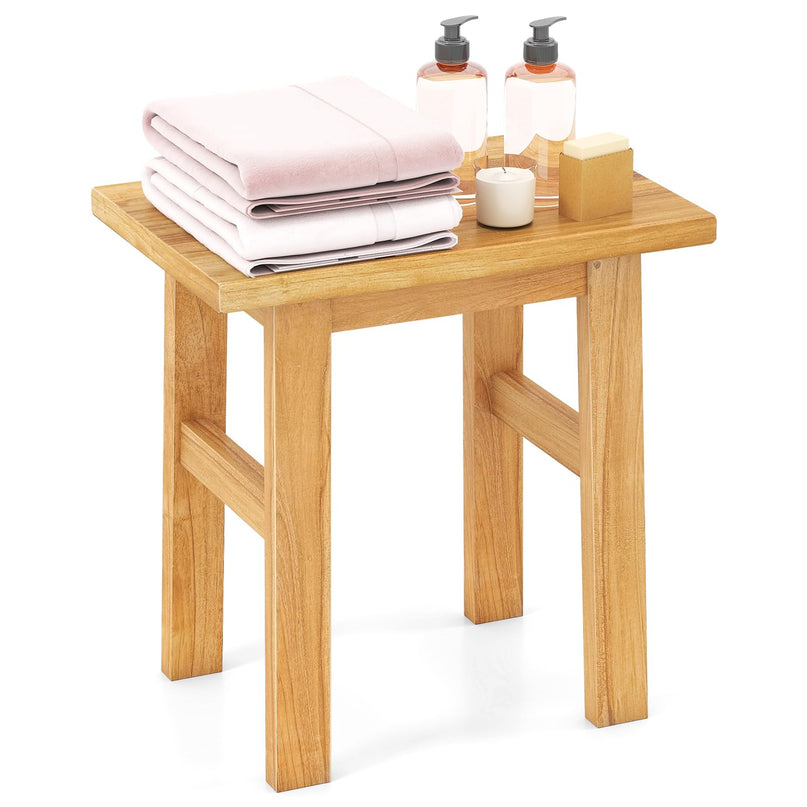 Giantex Solid Teak Shower Bench Stool for Bathroom