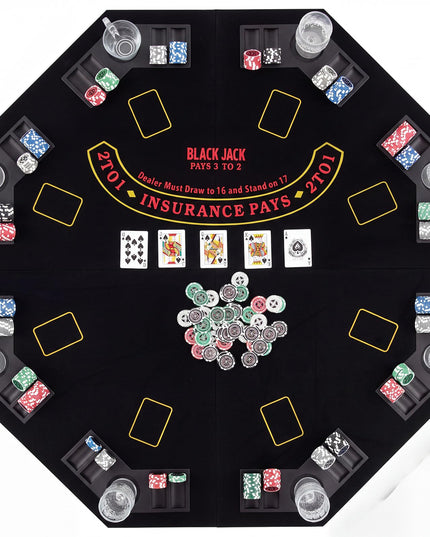 Giantex 48" Poker Table Top - 8 Player Foldable Texas Holdem Poker Table Topper w/Carrying Bag
