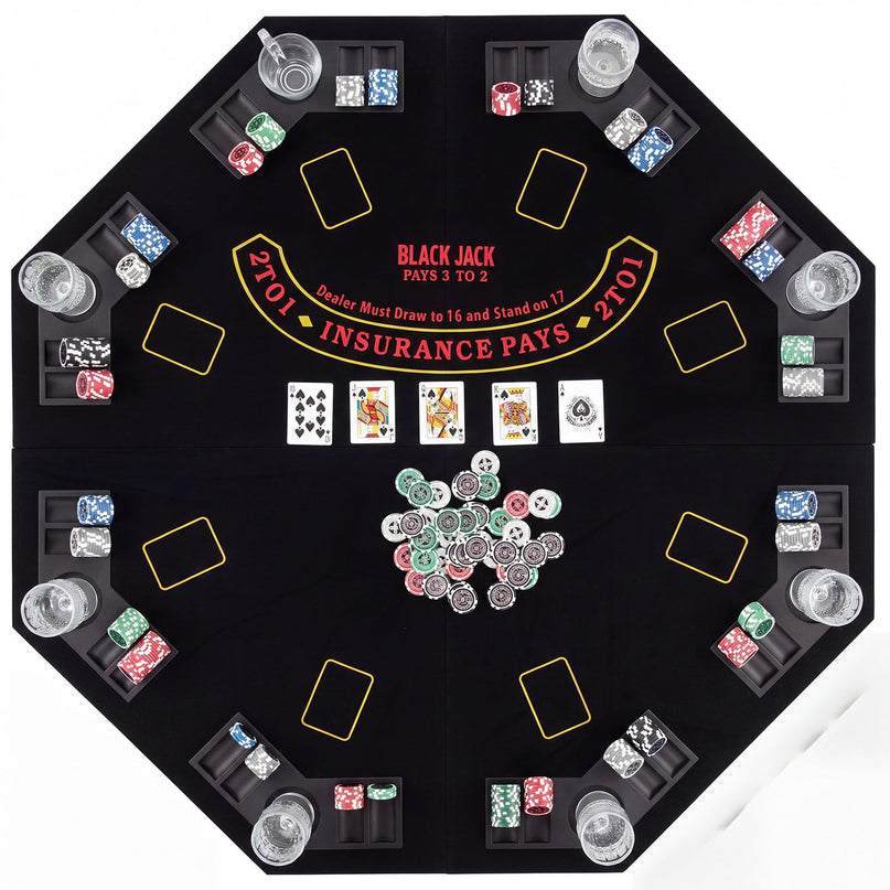 Giantex 48" Poker Table Top - 8 Player Foldable Texas Holdem Poker Table Topper w/Carrying Bag