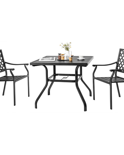 Giantex 3 Pieces Outdoor Dining Set, Patio Table & 2 Stackable Chairs, Outside Dining Furniture
