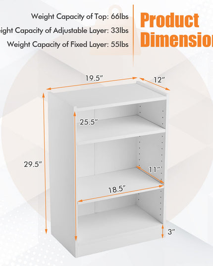 Giantex 3-Cube Bookcase White - 3-Tier Modern White Open Bookshelf with Adjustable Shelves