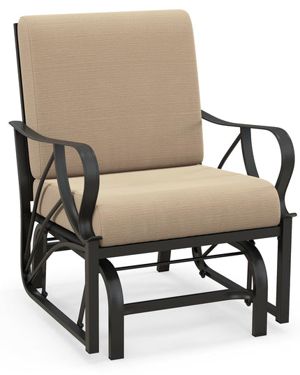Giantex Patio Glider Outdoor Chair - Outside Rocking Chair with Thick Cushion, Sprayed Metal Frame