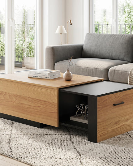 Giantex Modern Rectangle Extendable Coffee Table with Concealed Storage Compartment