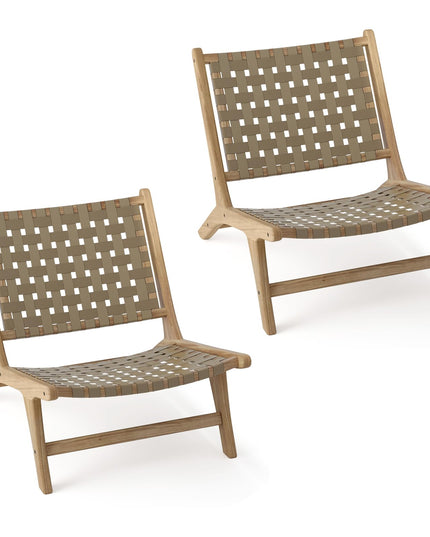 Giantex Woven Accent Chair Set of 1/2, Boho Mid Century Modern Armless Accent Chair w/Nylon Backrest & Seat