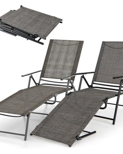 Giantex Lounge Chair Outdoor Set of 2 - Tanning Chair with 6 Adjustable Backrest