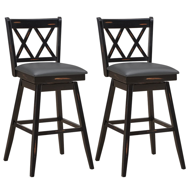 Giantex Bar Stool with Foot Rest Upholstered Cushion & Ergonomic Backrest
