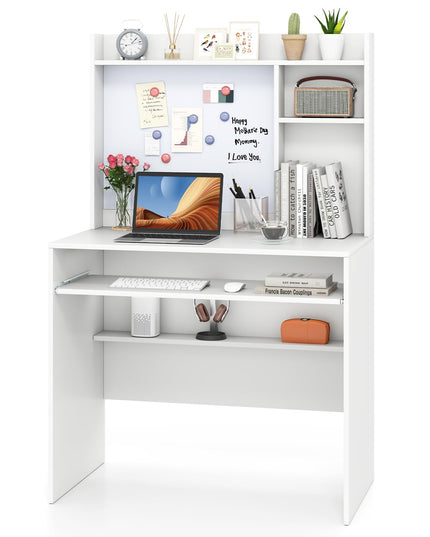 Giantex White Computer Desk with Hutch