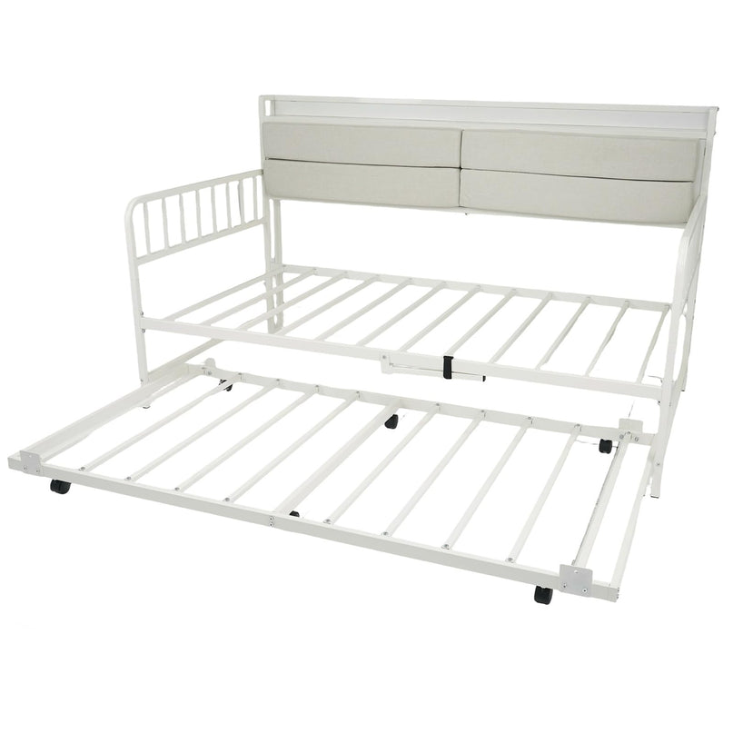 Giantex Daybed with Trundle Twin Bed Frame with LED Lights