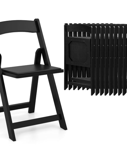 Giantex Folding Chairs, Wooden Dining Chairs Set, Padded Foldable Chairs w/Backrest