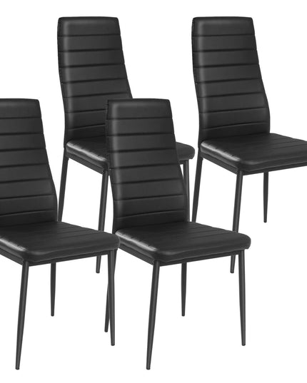 Giantex Set of 4 Dining Chairs, Upholstered Dining Side Chairs with Stain-Proof PVC Leather
